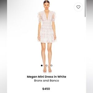 gorgeous BRONX AND BANCO Megan Mini Dress in White, Size Medium, Worn ONCE
